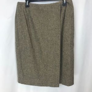 Worth Plaid Flannel Camel Hair Wrap Pencil Skirt